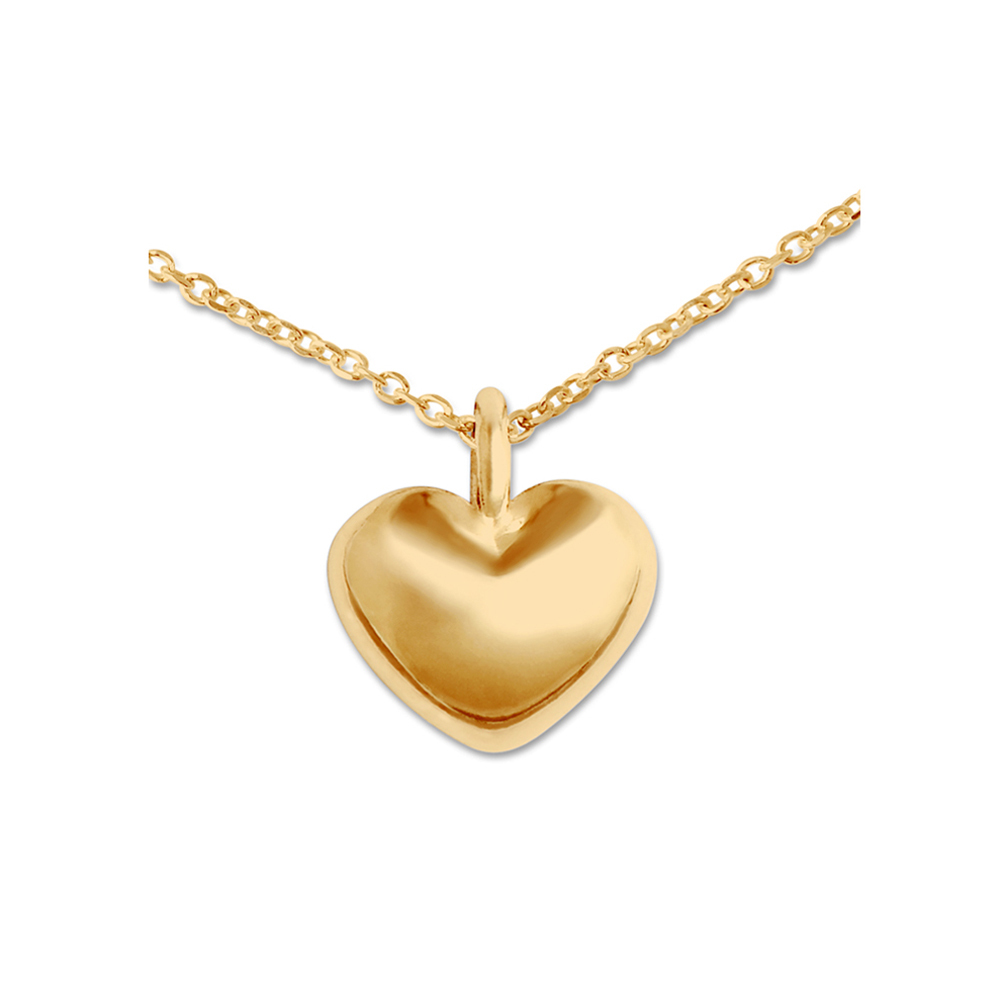Mini Anhänger Herz, 9 mm an Silberkette, goldplattiert