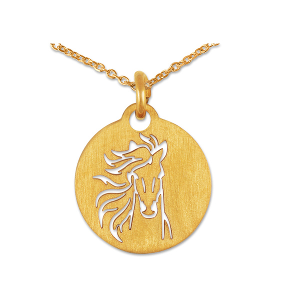 Anhänger Pferd an Silberkette, goldplattiert