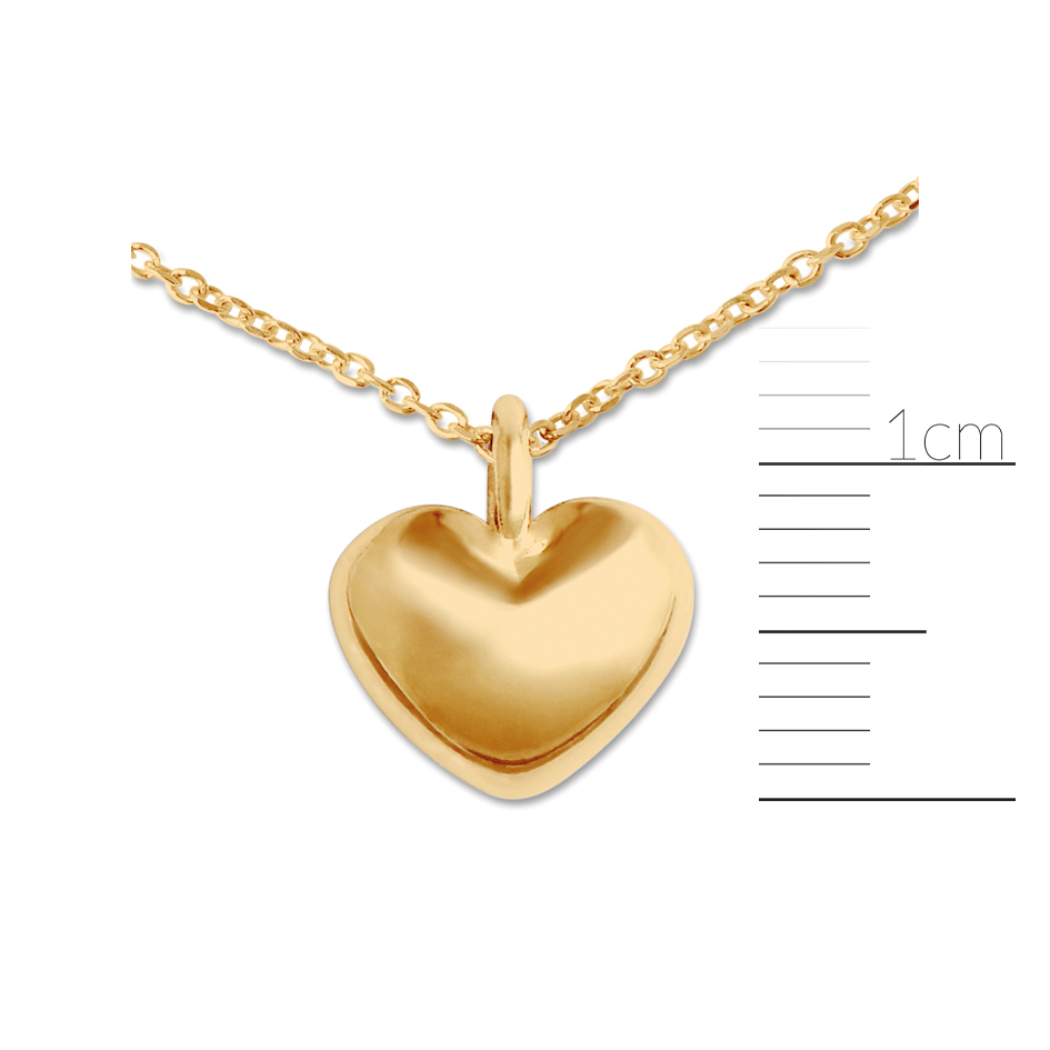Mini Anhänger Herz, 9 mm an Silberkette, goldplattiert