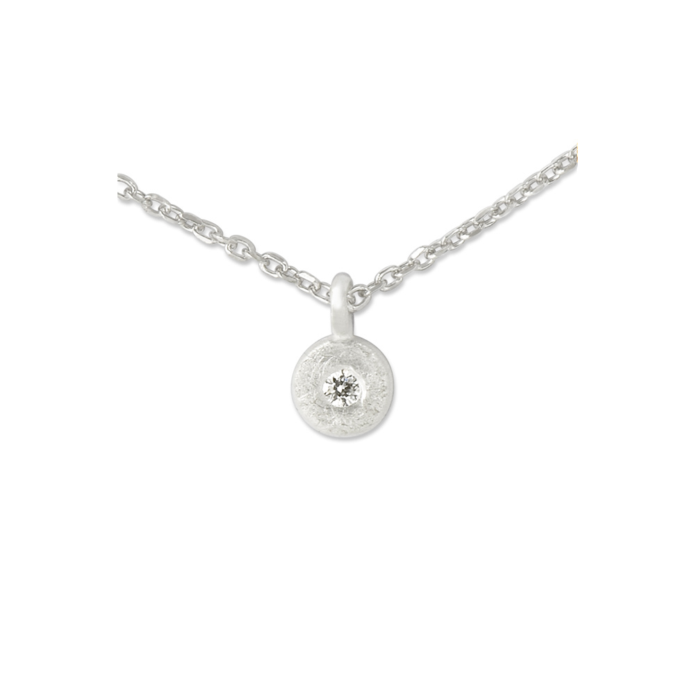 Mini Anhänger 4 mm, mit Brillant an Silberkette