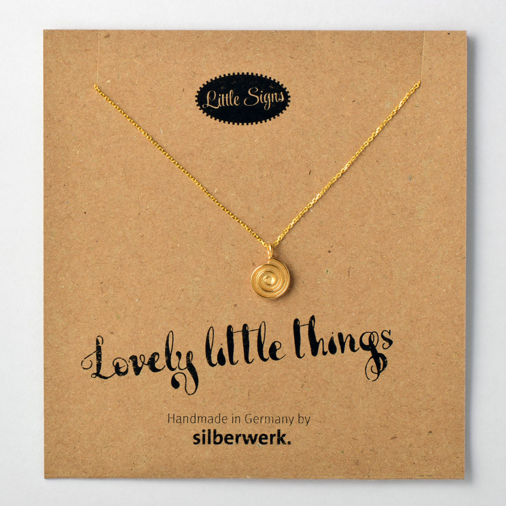 Mini Anhänger Galaxie 10 mm an Silberkette, goldplattiert