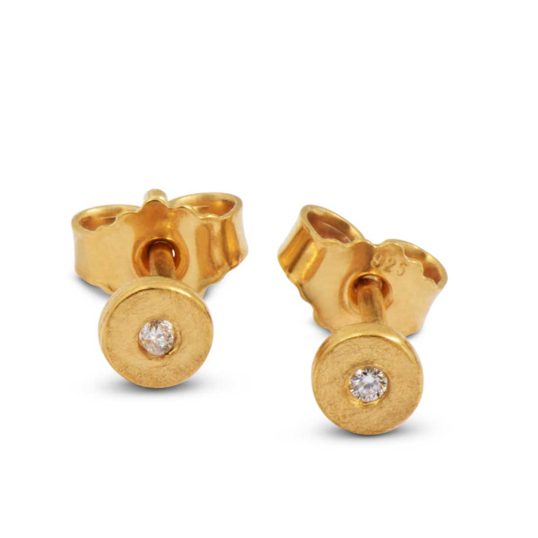 Ohrstecker 3,5 mm, mit Brillant, goldplattiert