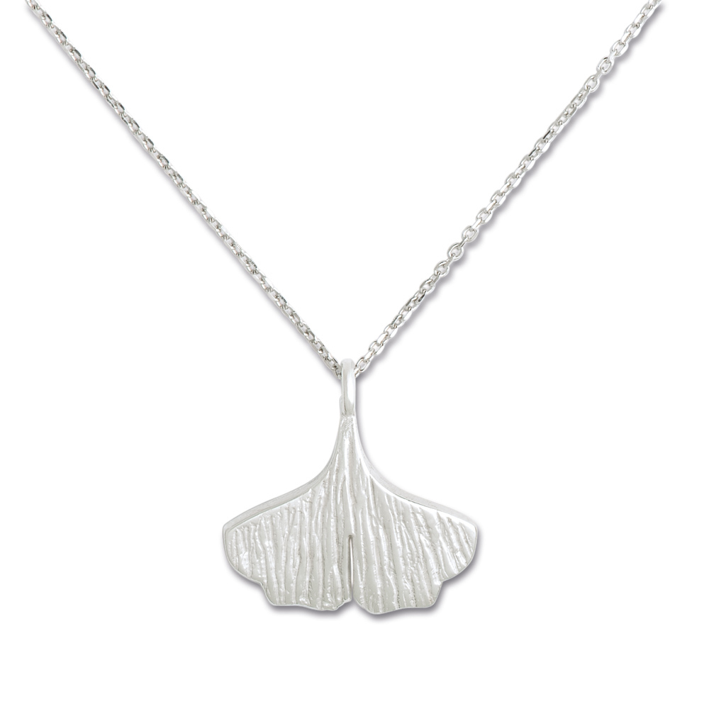 6037010 Ginkgo Blatt 18x18mm an Silberkette