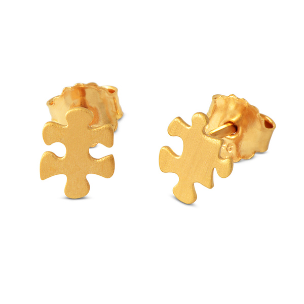 Mini Ohrstecker Puzzle, 7x8mm, goldplattiert