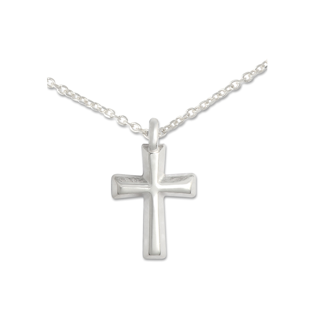 Mini Anhänger Kreuz,  8x12 mm an Silberkette