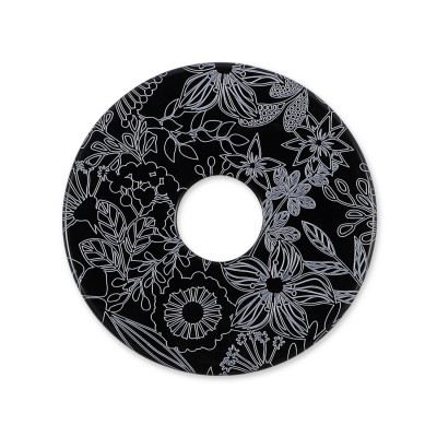 Acryl Scheibe 28mm, Blumenwiese schwarz