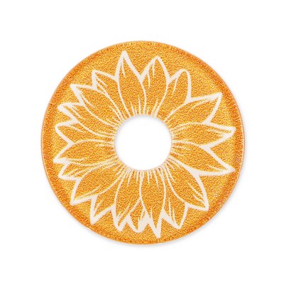 Acryl Scheibe 28mm, Sonnenblume orange weiß