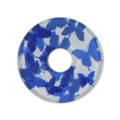 Acryl Scheibe 28 mm, Schmetterlinge blau